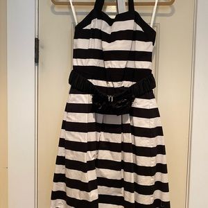 White House black market, striped halter dress, black and white